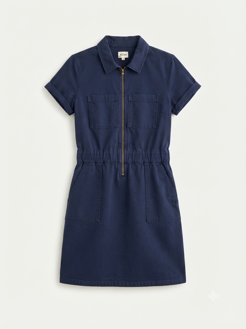 J.Crew Navy Blue Short Sleeve Utility Shirt Dress Size 00 Preppy Casual Travel